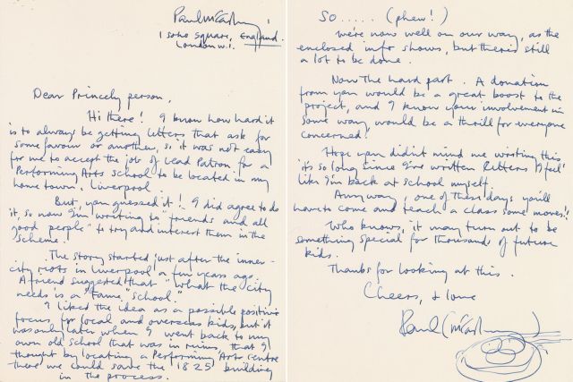 Επιστολή: όταν ο Πολ ΜακΚάρτνεϊ ζήτησε χρήματα από τον Πρινς