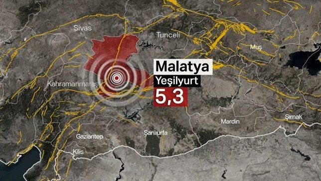 Ισχυρός σεισμός 5,3 βαθμών κοντά στη Μαλάτεια της Τουρκίας – Αναφορές για τραυματισμούς