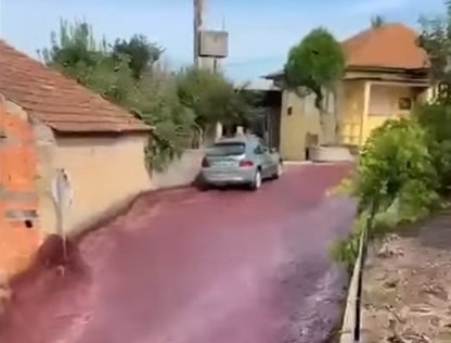 Χείμαρρος από κρασί πλημμυρίζει χωριό στην Πορτογαλία