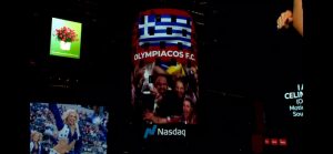 Ο Ολυμπιακός στον εμβληματικό πύργο του Nasdaq στην Times Square για δεύτερη φορά