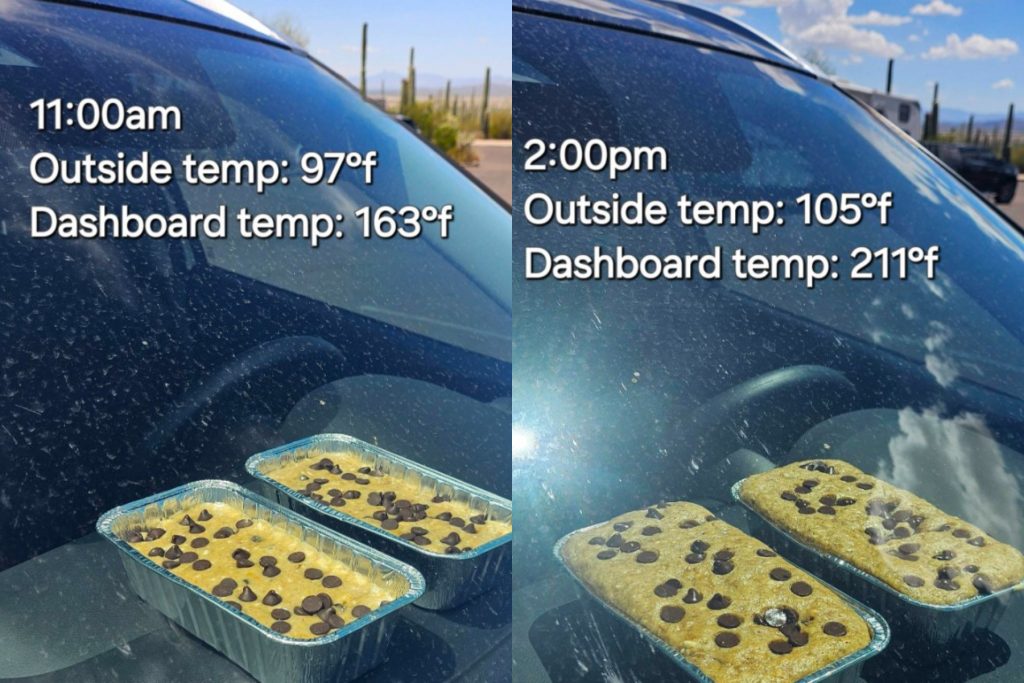 Καύσωνας: Έψησε κέικ πάνω στο αυτοκίνητό του… στους 40 βαθμούς Κελσίου