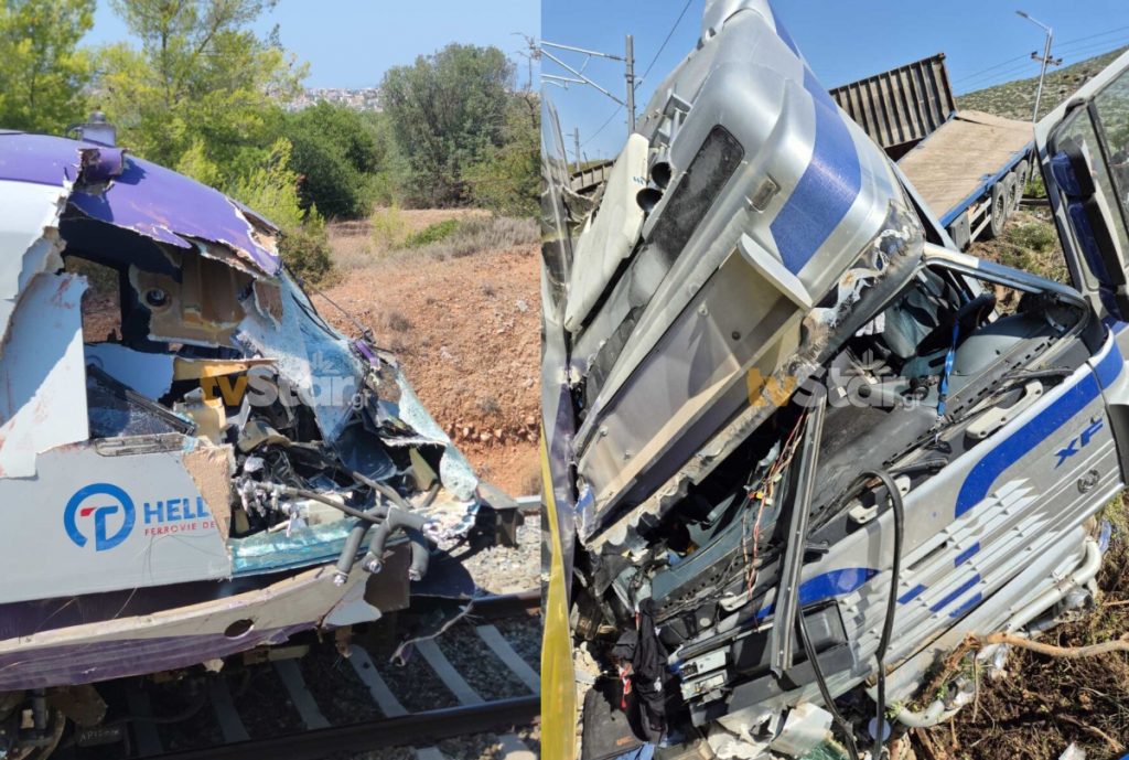 Εικόνες και βίντεο από τη σύγκρουση τρένου με φορτηγό στην Αυλίδα