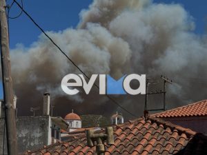 Φωτιά στην Εύβοια: Καίει κοντά σε σπίτια