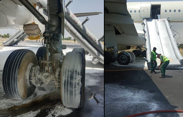 Τρόμος σε πτήση: Φωτιά στον τροχό του αεροσκάφους της Saudia Airlines κατά την προσγείωση