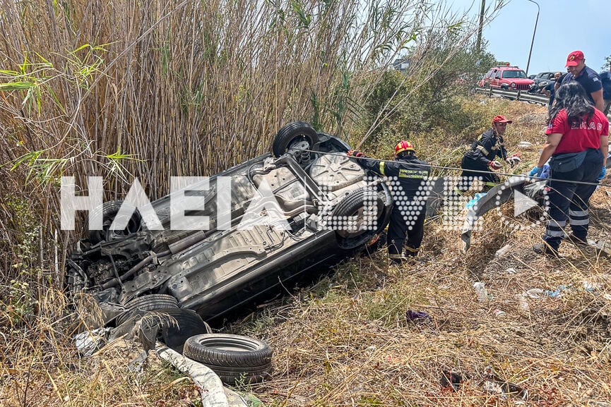 Ηλεία: Σφοδρό τροχαίο ατύχημα με δύο τραυματίες