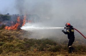 Φωτιά σε δασική έκταση στη Δράμα – Επιχειρούν 4 εναέρια μέσα